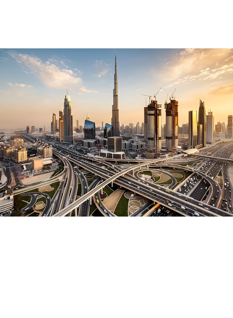 DECOR SOUQ Dubai Skyline Puzzle for Kids & Adults - 200 Pieces Jigsaw Puzzle Featuring Burj Khalifa and Sheikh Zayed Road | 48.26 x 35.5 cm | Premium Quality Cardboard Puzzle | UAE Gift Souvenir | Educational and Fun Game for Teens, Adults, Families | Dubai Cityscape Puzzle with Box Packaging for Travel, School or  Gift Idea - Image 2