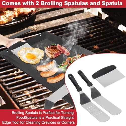 GLOWYE Carbon Steel Griddle for Stove Top Gas Grill, Universal 24'' x 10'' Carbon Steel Flat Top for Induction Cooktop, Professional Cooking Griddle Pan for Made In Cookware - Image 4