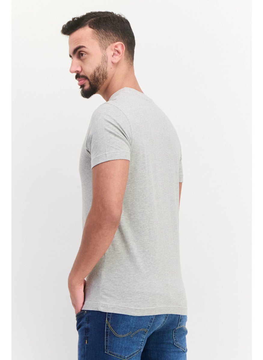 Free Soul Men Crew Neck Short Sleeve Graphic T Shirt, Grey Combo  - Image 3
