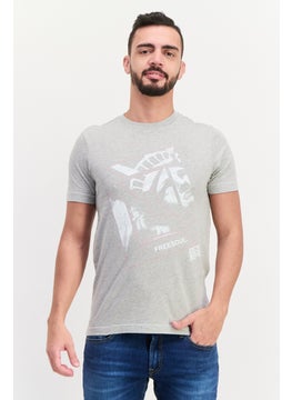 Men Crew Neck Short Sleeve Graphic T Shirt, Grey Combo