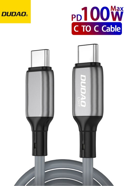 سلك شاحن تايب سي 100W بطول 1 متر، كابل PD سريع الشحن USB-C إلى USB-C، يدعم جميع الأجهزة ذات واجهة TYPE-C، اللون أسود