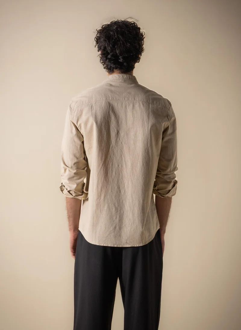 Shapes Beige MIDWEIGHT LINEN BLEND SHIRT for Men | Best Price UAE