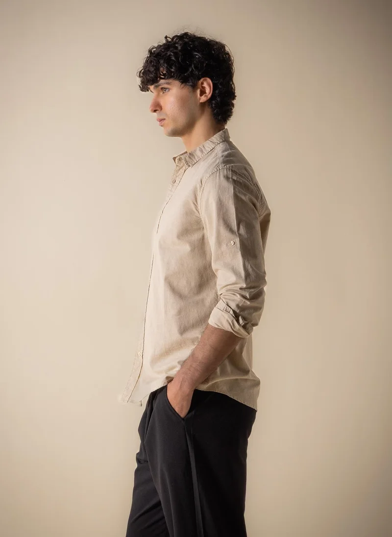 Shapes Beige MIDWEIGHT LINEN BLEND SHIRT for Men | Best Price UAE