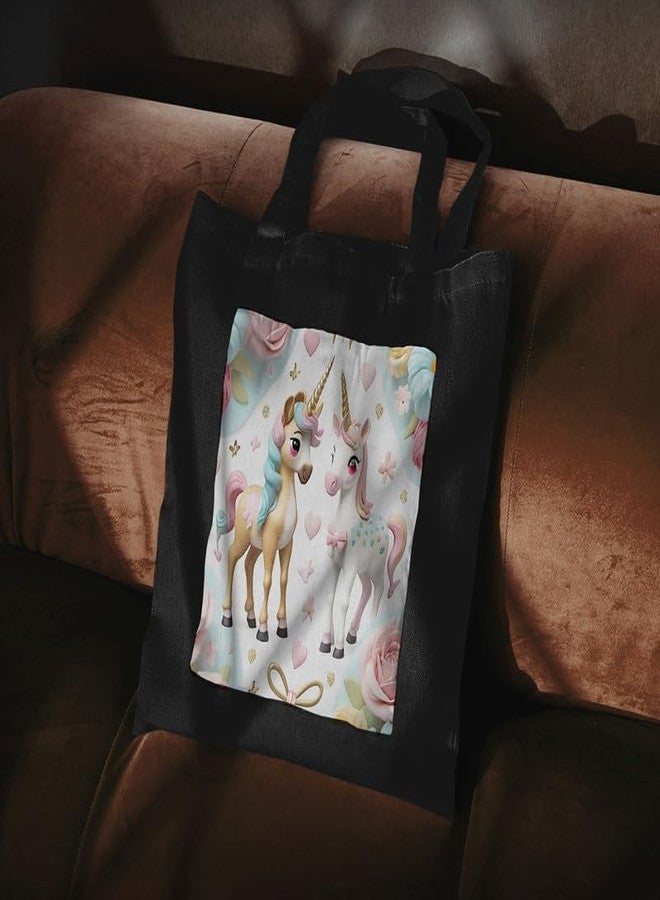 PrintingZone Cotton Canvas Reusable Tote Bags With Zipper and Inner Pocket For Women and Girls, Aesthetic/Travel/Shopping/Gift/College Tote Shoulder Hand bags (Black) - Image 3
