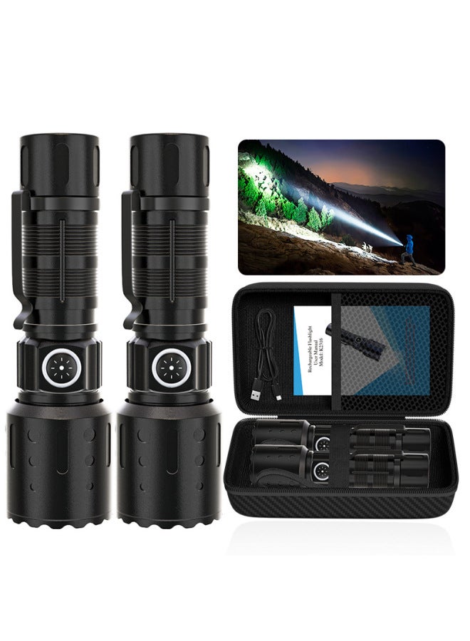 New Strong Light Long-shot Mini Flashlight Telescopic Zoom USB Rechargeable Outdoor Lighting Multi-function Flashlight 