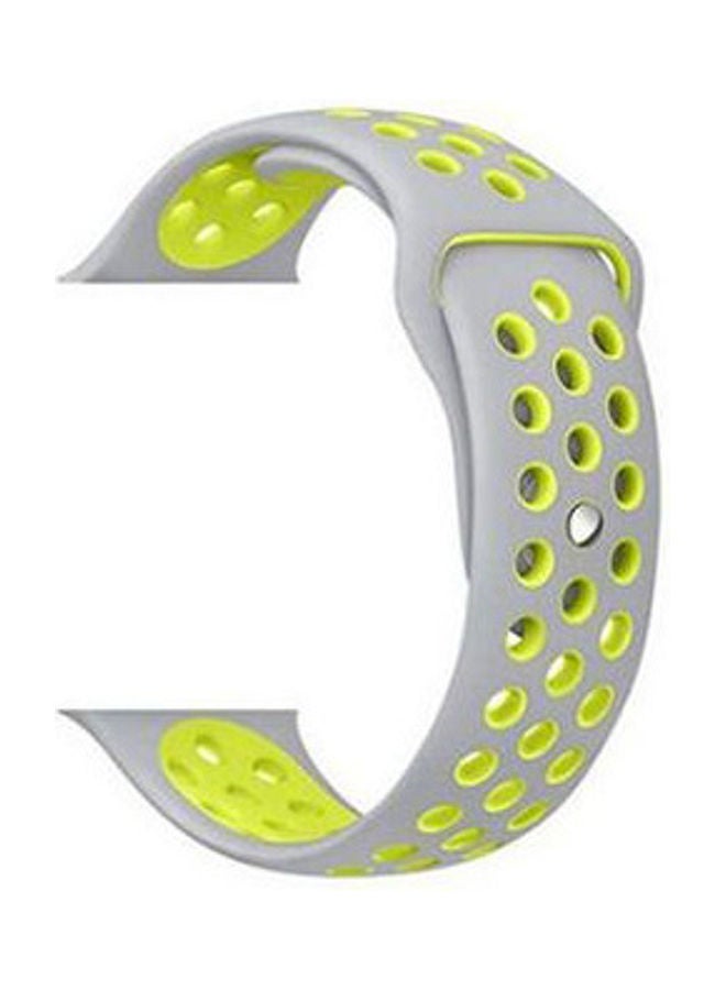 NIBEMINENT Nk6 Sport Silicone Watchband Breathable Hole Replacement Strap For Apple Watch Bracelet White/Lemon - Image 4