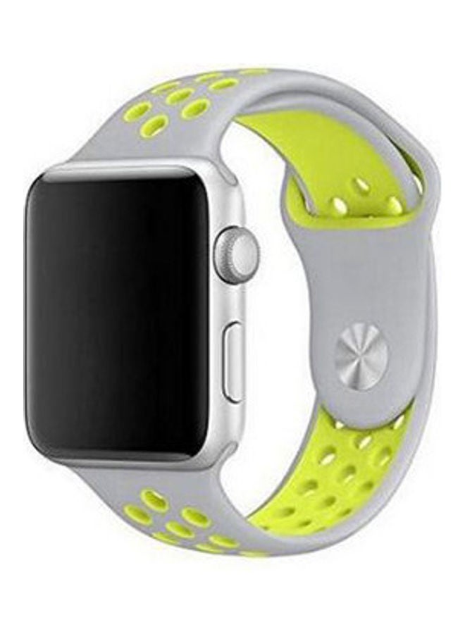 NIBEMINENT Nk6 Sport Silicone Watchband Breathable Hole Replacement Strap For Apple Watch Bracelet White/Lemon - Image 2