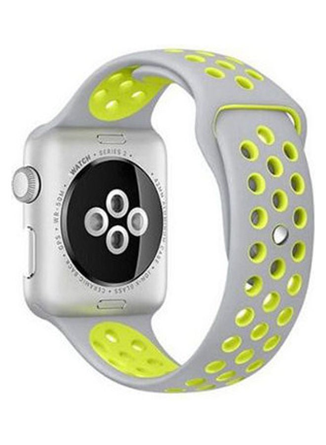 NIBEMINENT Nk6 Sport Silicone Watchband Breathable Hole Replacement Strap For Apple Watch Bracelet White/Lemon - Image 1
