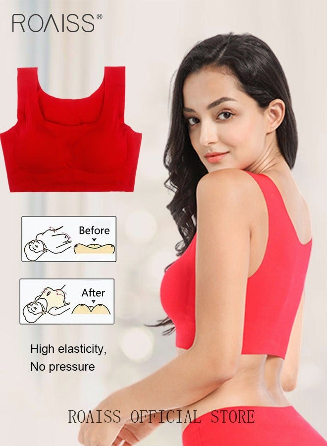 roaiss Women's Seamless Bralette One-piece High Elastic Leisure Bra No Steel Ring Padded Lingerie Daily Comfort Breathable Soft Underwear Underclothes  - Image 3