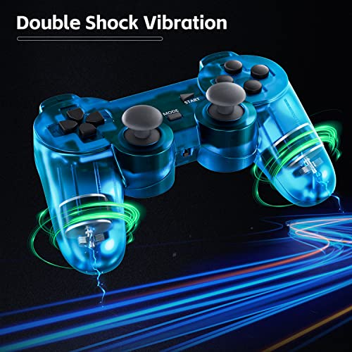 Burcica Wireless Controller for PS-2 Play 2 Double Vibration 2 - Black and ClearRed - Image 4