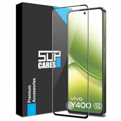 SupCares Tempered Glass for Vivo Y400 (6.67 Inch) With Installation Kit | Military-Grade Gorilla Screen Protector | Edge to Edge Coverage | Black - Image 1