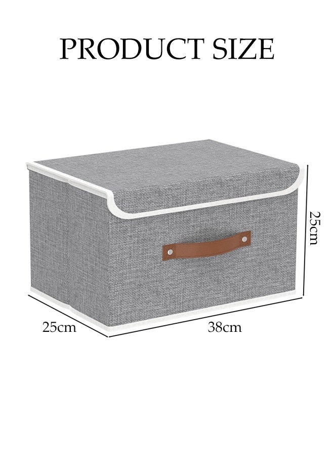 DUNISO Storage Boxes, Set of 3 Grey Collapsible Storage Bins Fabric Organizer Cubes with Handles，Cube Clothes Organizer Basket ，Suitable for Shelves Closet and Home Organization - Image 2
