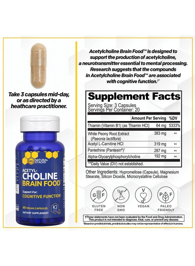 Natural Stacks Acetylcholine Brain Food - Acetyl L-Carnitine & Alpha GPC Supplement - Supports Production of Acetylcholine - Neurotransmitter Supplement for Cognitive Function - 60 Capsules - Image 2