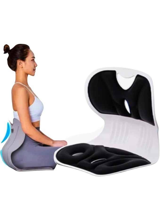 Generic - Heavy Duty Ergonomic Chair with Back and Lumbar Support, Posture Corrector Pillow for Lower Back Pain Relief, Compressed Seat for Home, Office and Car, Ergonomic Design, Black - Image 1