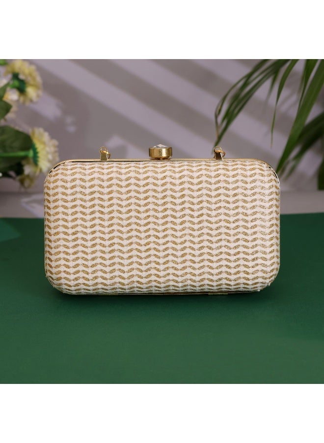 Women's Rhinestone Evening Bag Glitter Clutch Purses Party Handbags with Chain Sparkle White - Image 2