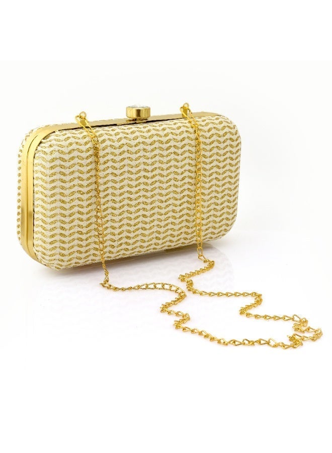 Women's Rhinestone Evening Bag Glitter Clutch Purses Party Handbags with Chain Sparkle White - Image 1