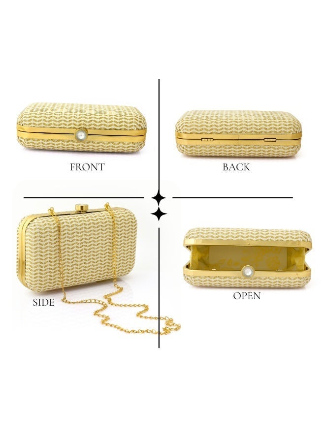 Women's Rhinestone Evening Bag Glitter Clutch Purses Party Handbags with Chain Sparkle White - Image 4