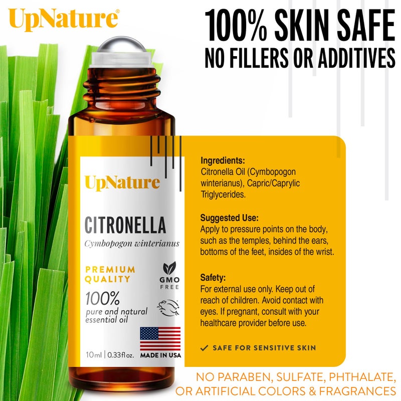 UpNature Citronella Oil Roll On â€“ 100% Natural Citronella Essential Oil for Skin - Camping Essentials - Image 3