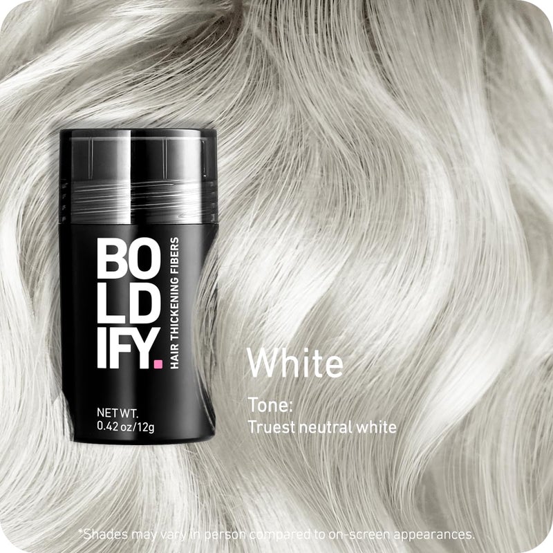 BOLDIFY Hair Fibers (12g) - Fill In Thinning and Fine Hair for an Instantly Fuller, Thicker Look - 14 Shades for Women & Men - White - Image 2