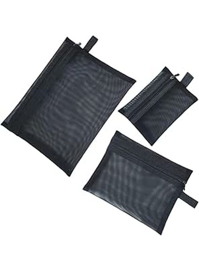 3 Pcs Mesh Makeup Bag Set Large Medium Small Travel Cosmetic Organizer Zipper Pouch - Image 1