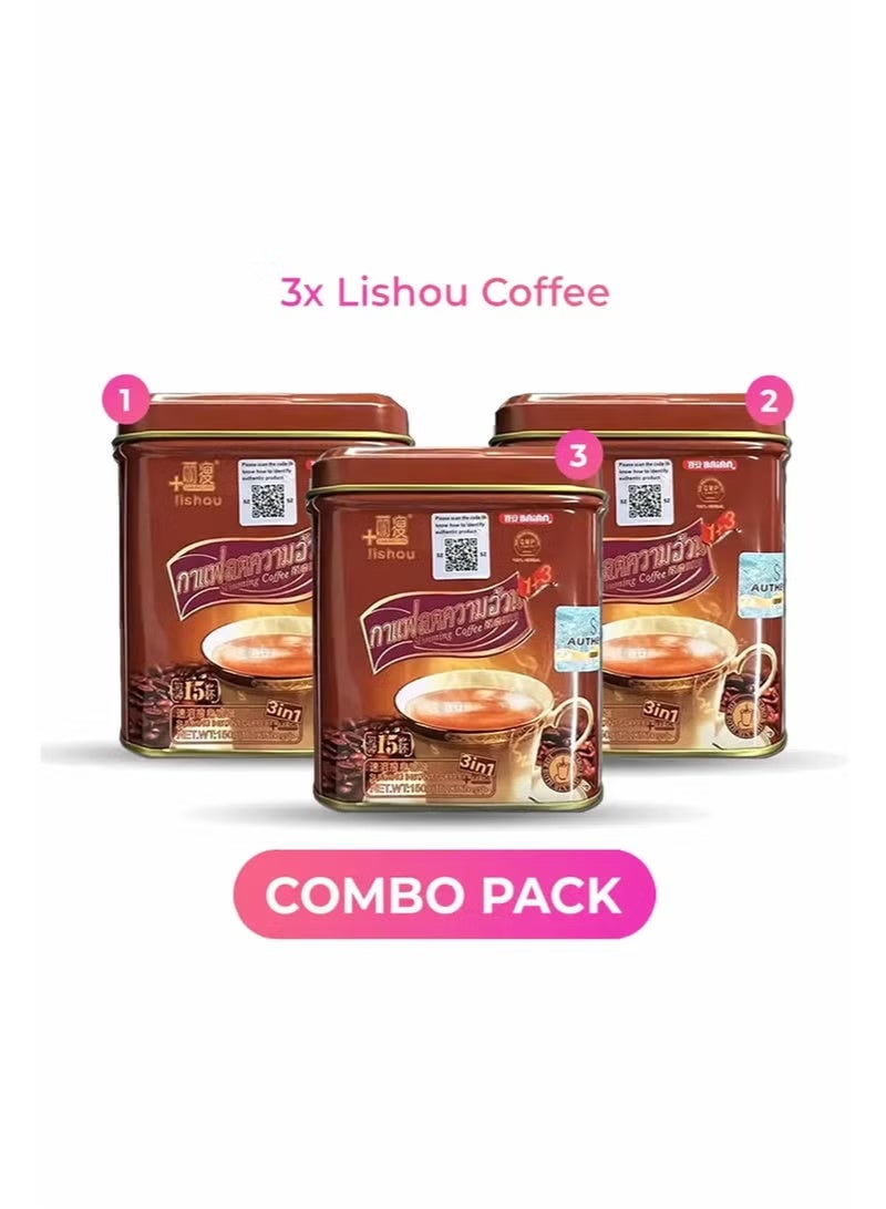 3x Lishou – Slimming Instant Coffee in Can 10 G X 15