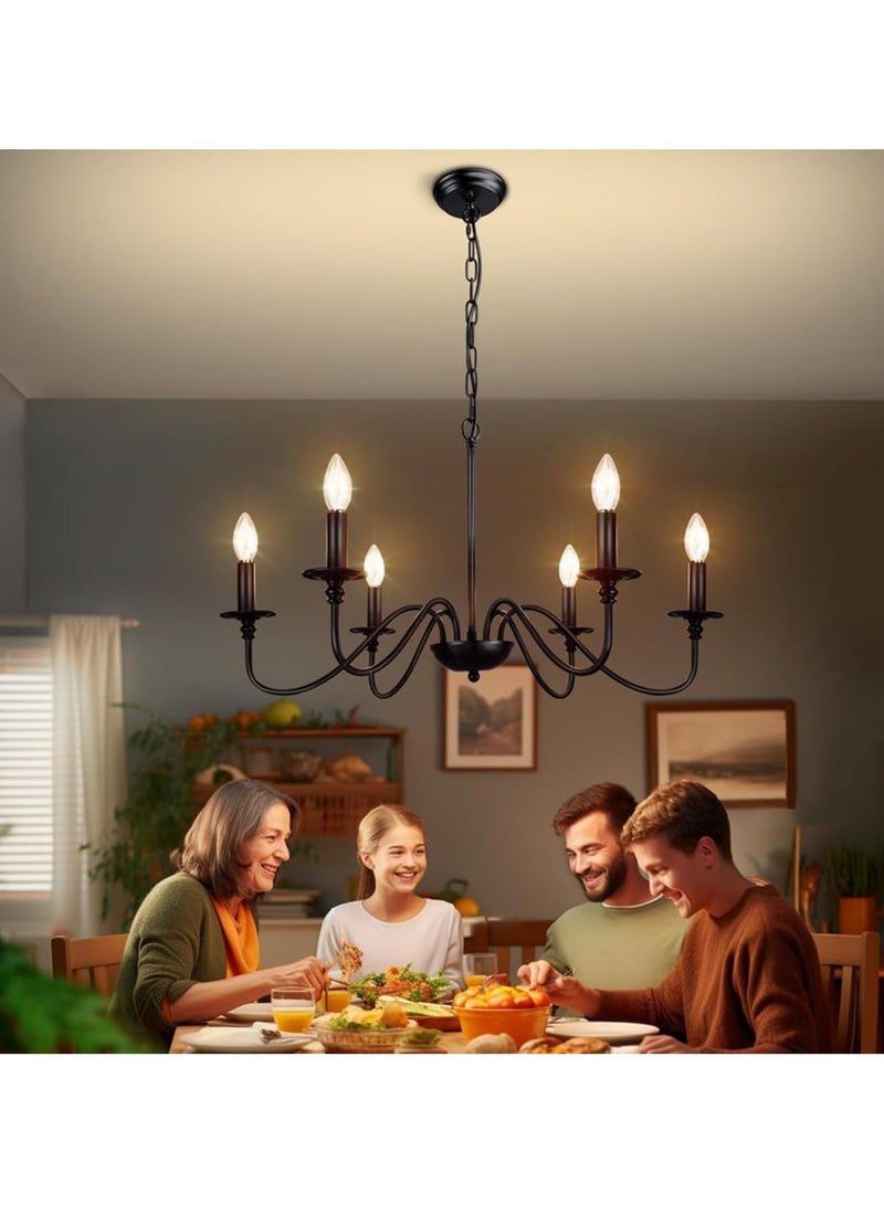 RATSAW Black Chandelier 6-Light Rustic Industrial Iron Chandeliers Farmhouse Chandelier for Dining Room Vintage Modern Hanging Ceiling Lamp for Living Room Bedroom - Image 2