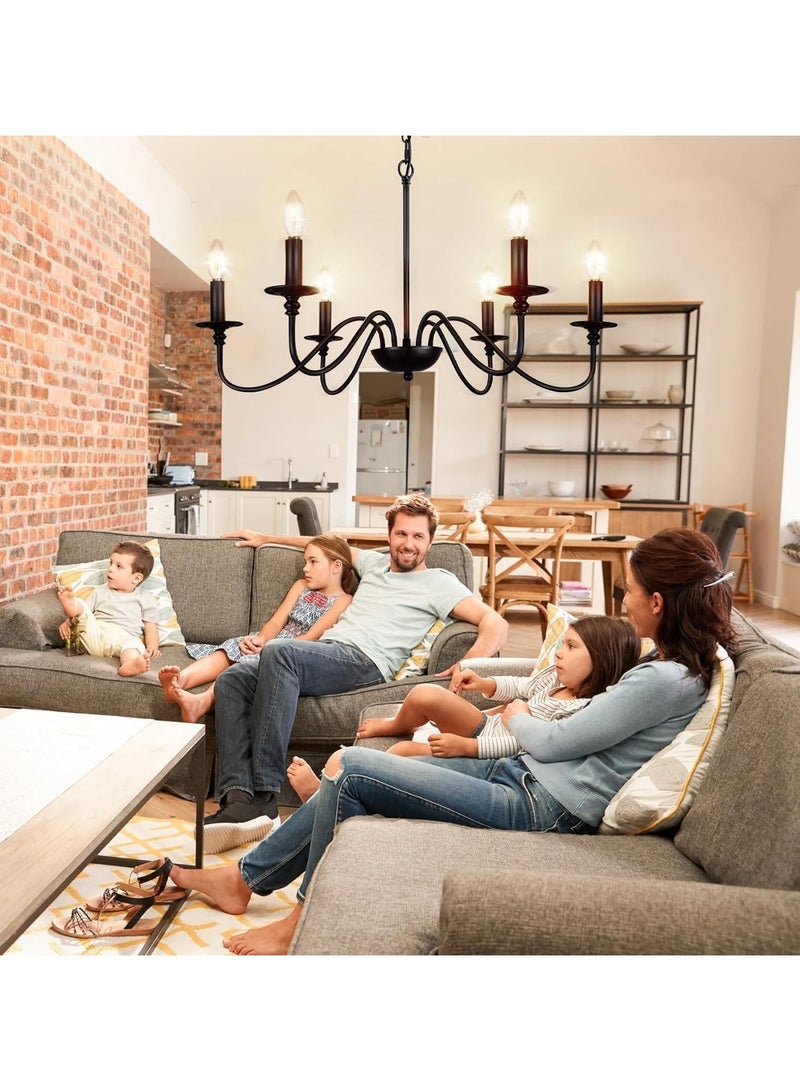 RATSAW Black Chandelier 6-Light Rustic Industrial Iron Chandeliers Farmhouse Chandelier for Dining Room Vintage Modern Hanging Ceiling Lamp for Living Room Bedroom - Image 5