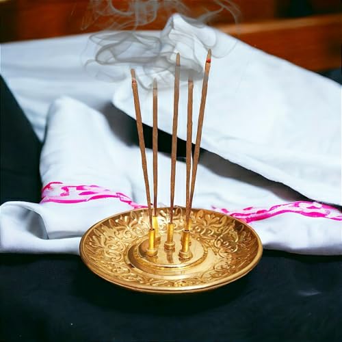 Mkd2 Rise Brass Incense Stick Holder, Agarbatti Stand with Ash Catcher, Gold, 4 Inch, Best for Puja, Pooja Room, Mandir, Temple, Home & Office Decoration. - Image 3