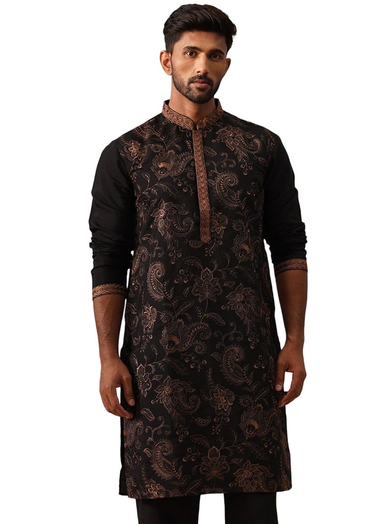 jompers قميص جومبرز التقليدي المطرز للرجال - تصميم بايزي أسود - Image 1