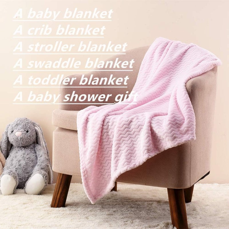 30''X40'' Soft Cozy Warm Baby Blankets for Boys Girls Solid Color - All Season Use - Newborn Essentials (Wave Baby Pink) - Image 4