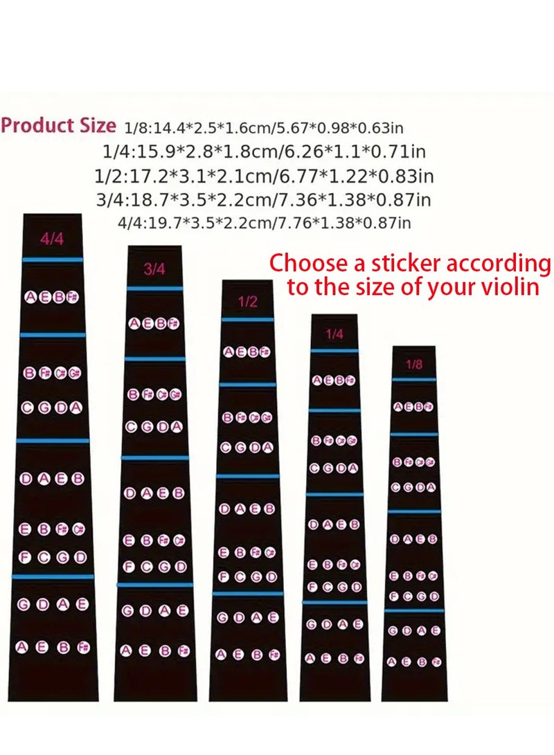مايك ميوزيك ملصق الكمان، 1/4 ملصق نوتات الكمان، ملصق لوحة أصابع الكمان القابل للإزالة لممارسة المبتدئين، دليل أصابع الكمان، ملصقات إكسسوارات الكمان - Image 4