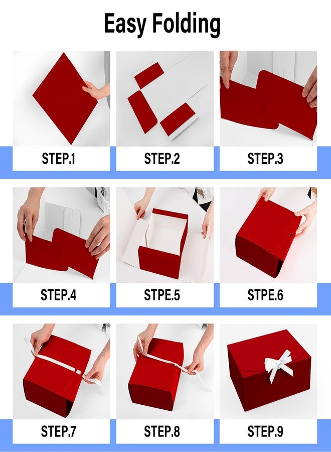 PEKGRIL 15 PCs Gift Boxes with Lids, Red 10X8X4 Inch Gift Boxes, Bridesmaid Proposal Box with Ribbon, Kraft Paper Boxes for Wedding, Packaging, Present, Birthday, Christmas, Party - Image 3