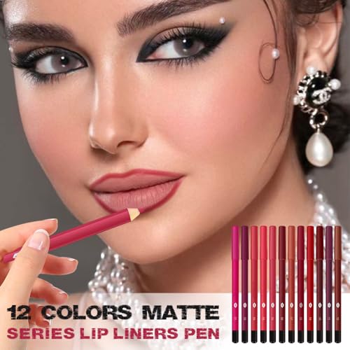evpct 12Pcs Matte Waterproof Lip Liner Crayon Pencils Set Packs for Shaping & Sculpting Lips, Nude Pink Chestnut Maroon Dark Taupe Brown Plum Purple Deep Red Creamy Lipstick and Lip Liner Set - Image 2