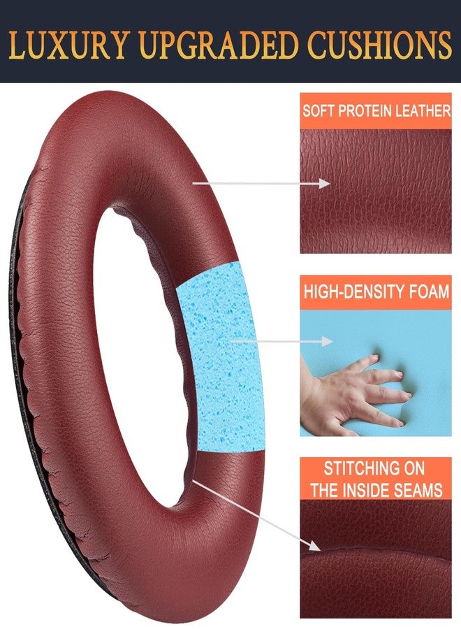SoloWIT Protein Leather Earpads Cushions for Bose Headphones, Replacement Ear Pads for Bose QuietComfort 15 QC15 QC25 QC2 QC35/Ae2 Ae2i Ae2w/SoundTrue & SoundLink Around-Ear Series - Burgundy&Black - Image 4