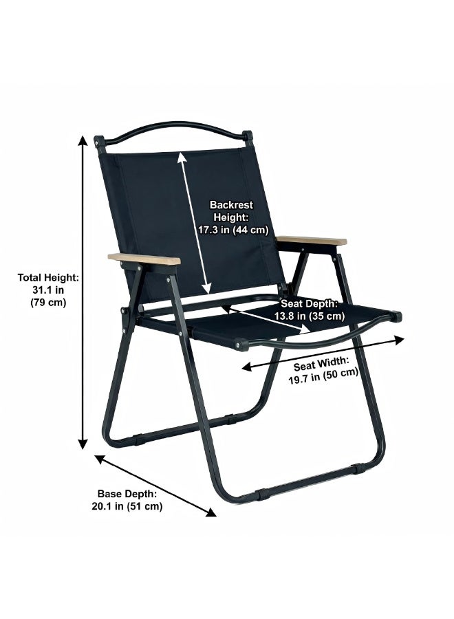 Portable Camping Chair – Support 240KG High Back Thickened Oxford Fabric Lightweight Outdoor Chair for Camping, Beach, Hiking, Desert Trips，Black - Image 5