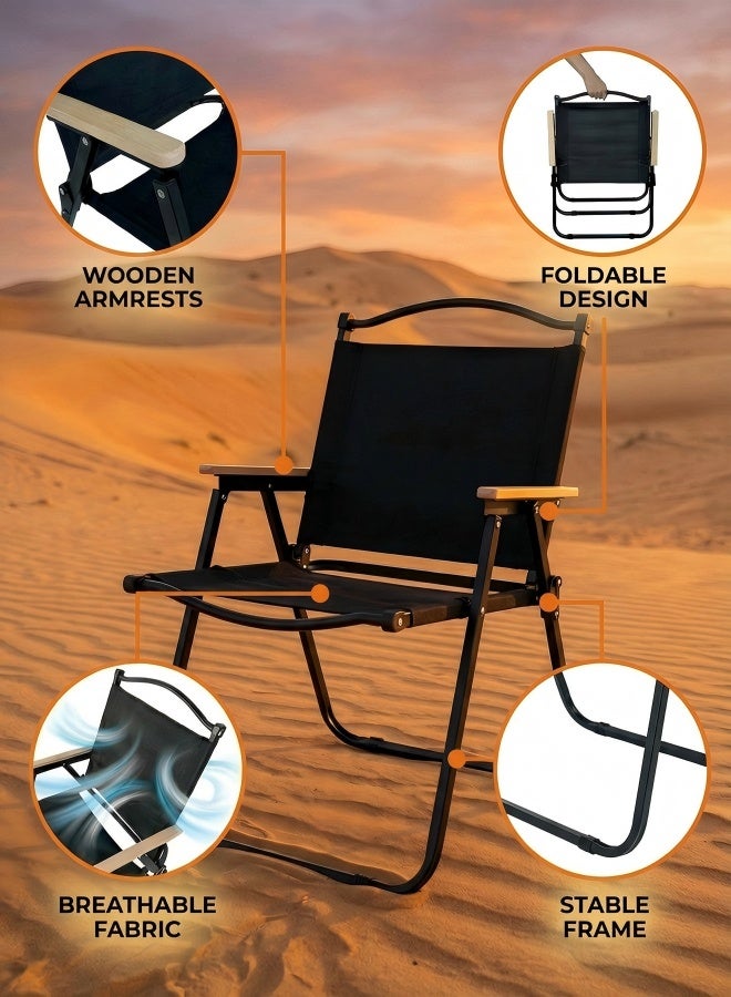 Portable Camping Chair – Support 240KG High Back Thickened Oxford Fabric Lightweight Outdoor Chair for Camping, Beach, Hiking, Desert Trips，Black - Image 3