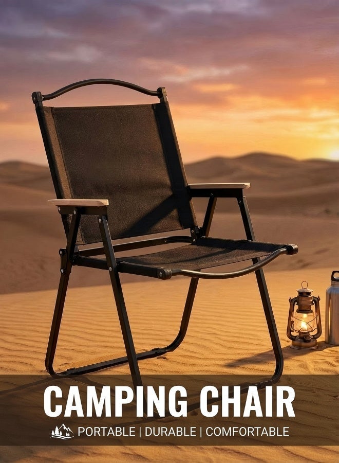 Portable Camping Chair – Support 240KG High Back Thickened Oxford Fabric Lightweight Outdoor Chair for Camping, Beach, Hiking, Desert Trips，Black - Image 2