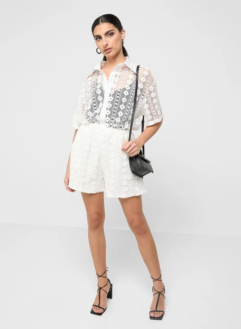 ELLA Sheer Buttondown Shirt & Shorts Set