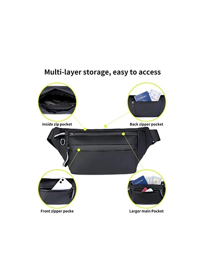 KASTWAVE Waist Bag Crossbody Travel Bag, Waterproof and Durable, Shoulder Casual Cell Phone Backpack Anti-theft Strap Backpack for Outdoor Sports Running and Workout (Black) - Image 2