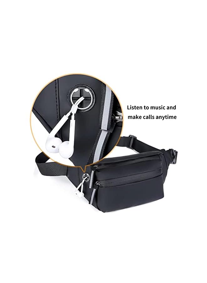 KASTWAVE Waist Bag Crossbody Travel Bag, Waterproof and Durable, Shoulder Casual Cell Phone Backpack Anti-theft Strap Backpack for Outdoor Sports Running and Workout (Black) - Image 3