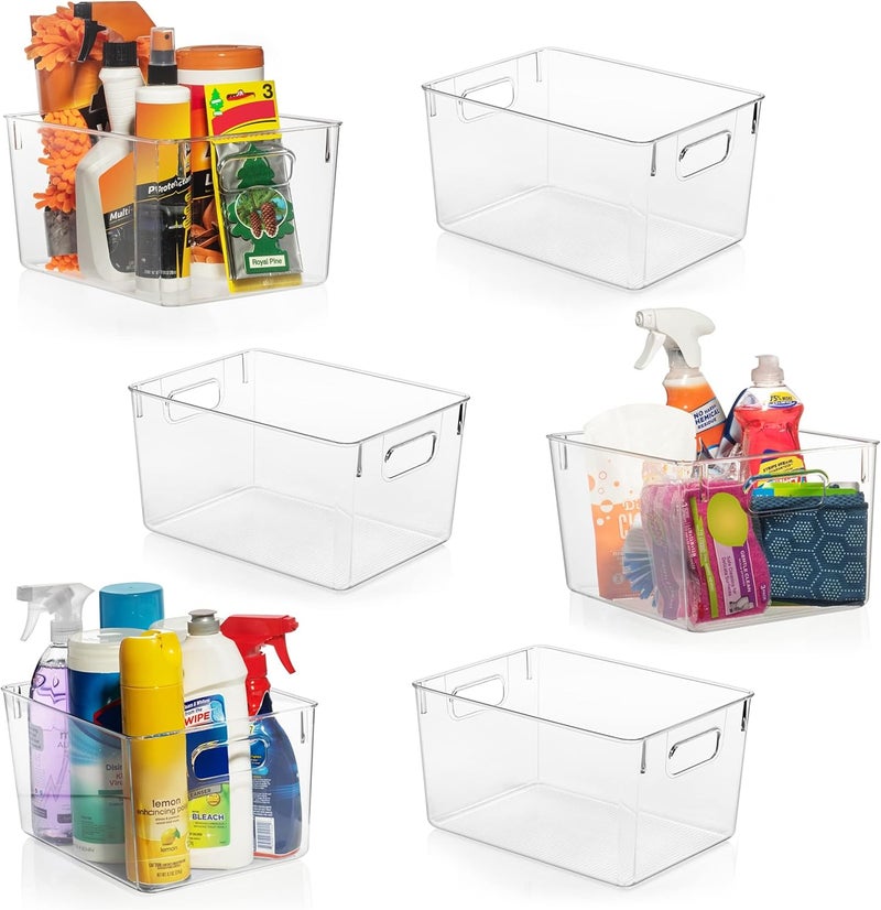 ClearSpace Clear Plastic Storage Bins – Pantry Organizers & Storage Containers, Cabinet Organizer - Home Organization Must Haves for Kitchen, Laundry Room, Office, Closet, Garage & Freezer - Image 1