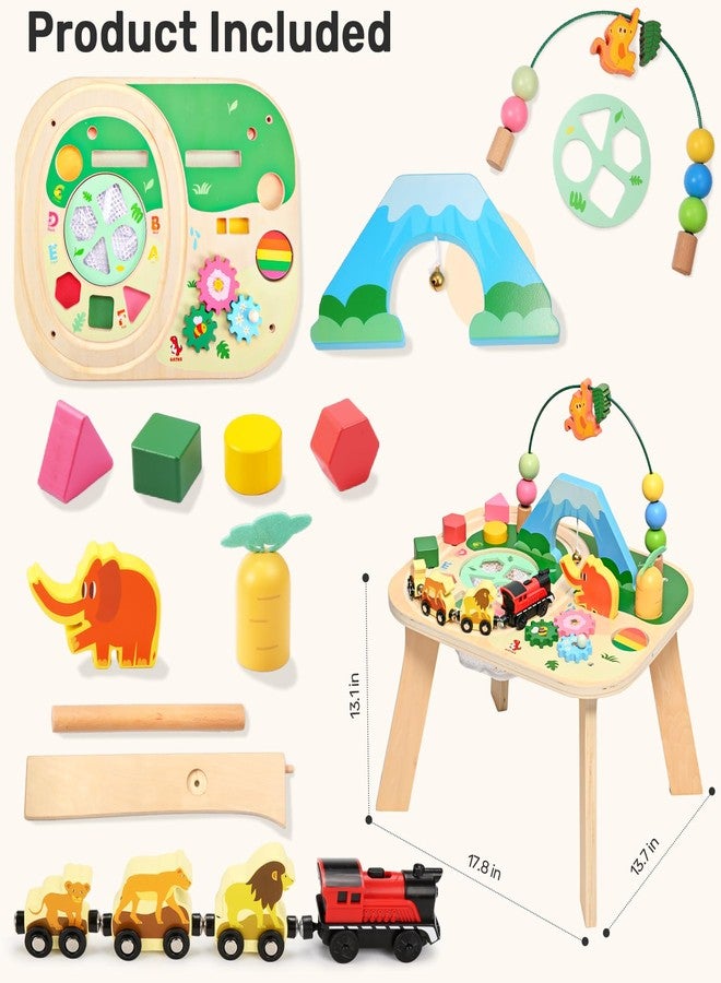 wingyz Activity Table for 1 Year Old Toddler, 9-in-1 Multi-Colorful Wooden Montessori Toys, Baby Play Table with Bead Maze Shape Sorter Train Toy, Educational Gifts for Kids Boys Girls - Image 5
