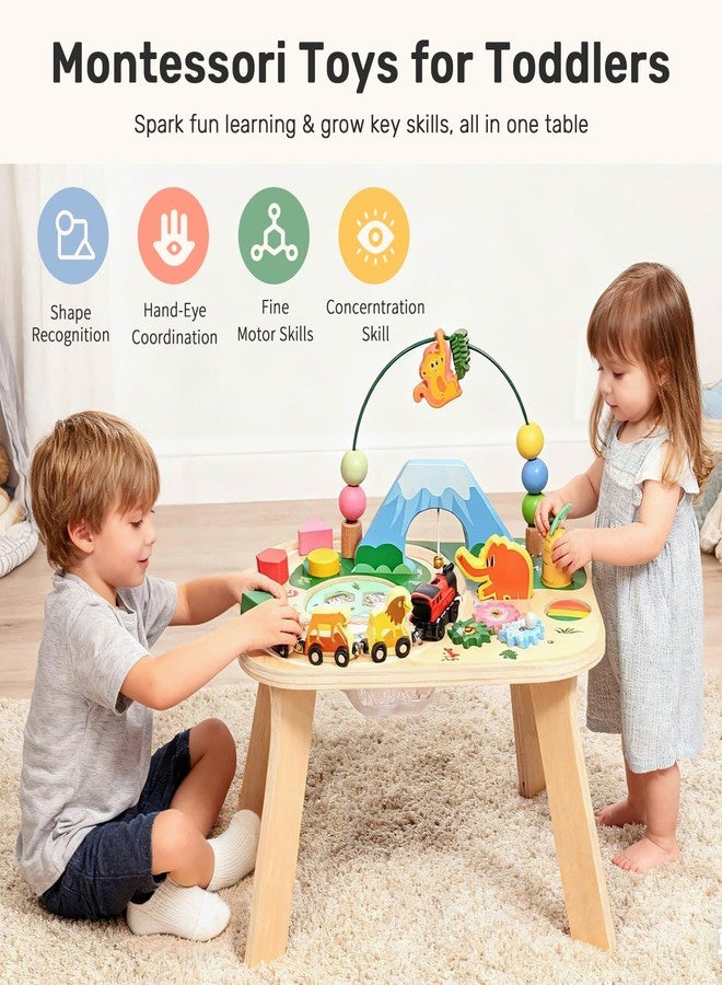 wingyz Activity Table for 1 Year Old Toddler, 9-in-1 Multi-Colorful Wooden Montessori Toys, Baby Play Table with Bead Maze Shape Sorter Train Toy, Educational Gifts for Kids Boys Girls - Image 2