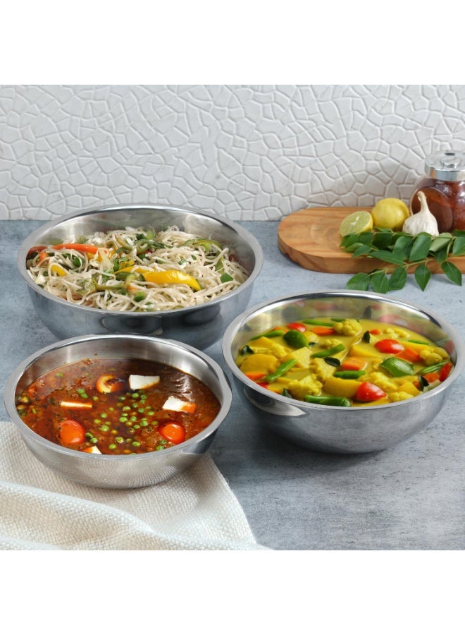 Kraft Futuretec Triply Stainless Steel Tasla Set of 3 | 1.1L, 1.5L & 2.4L Extra Deep Kadhai | 18/8 Food Grade | Less Oil Healthy Cooking | Stackable Design | Induction & Gas | 2.5mm | BPA & PFOA Free - Image 4