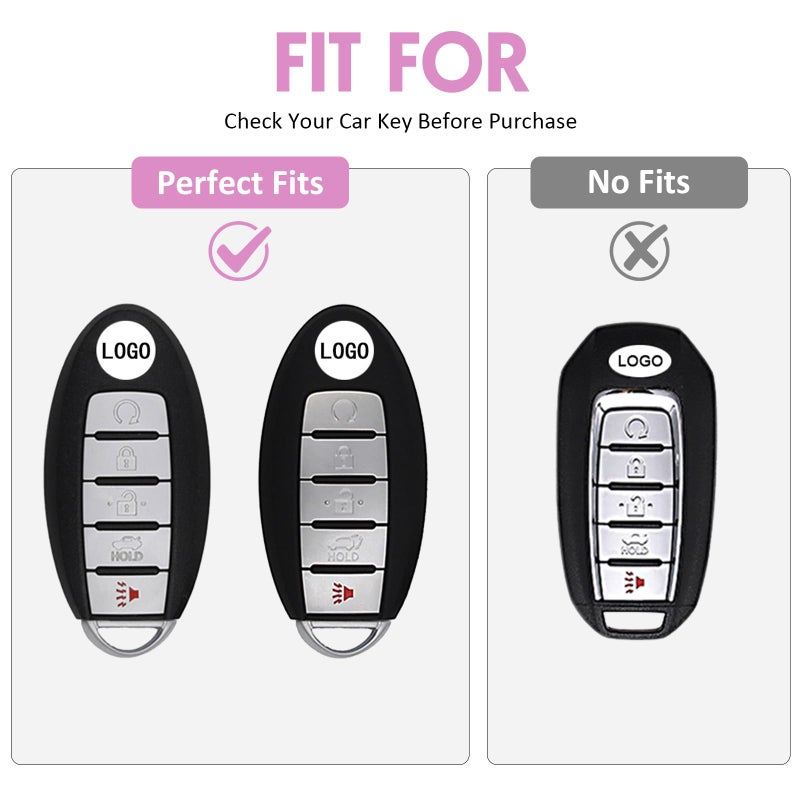 WORCAS for Infiniti 5 Buttons Key Fob Cover, TPU Smart Key Fob Case Compatible with Nissan Altima Rogue Sentra Pathfinder Maxima Titan Murano Versa Armada GTR 370Z(Peach Pattern) - Image 2