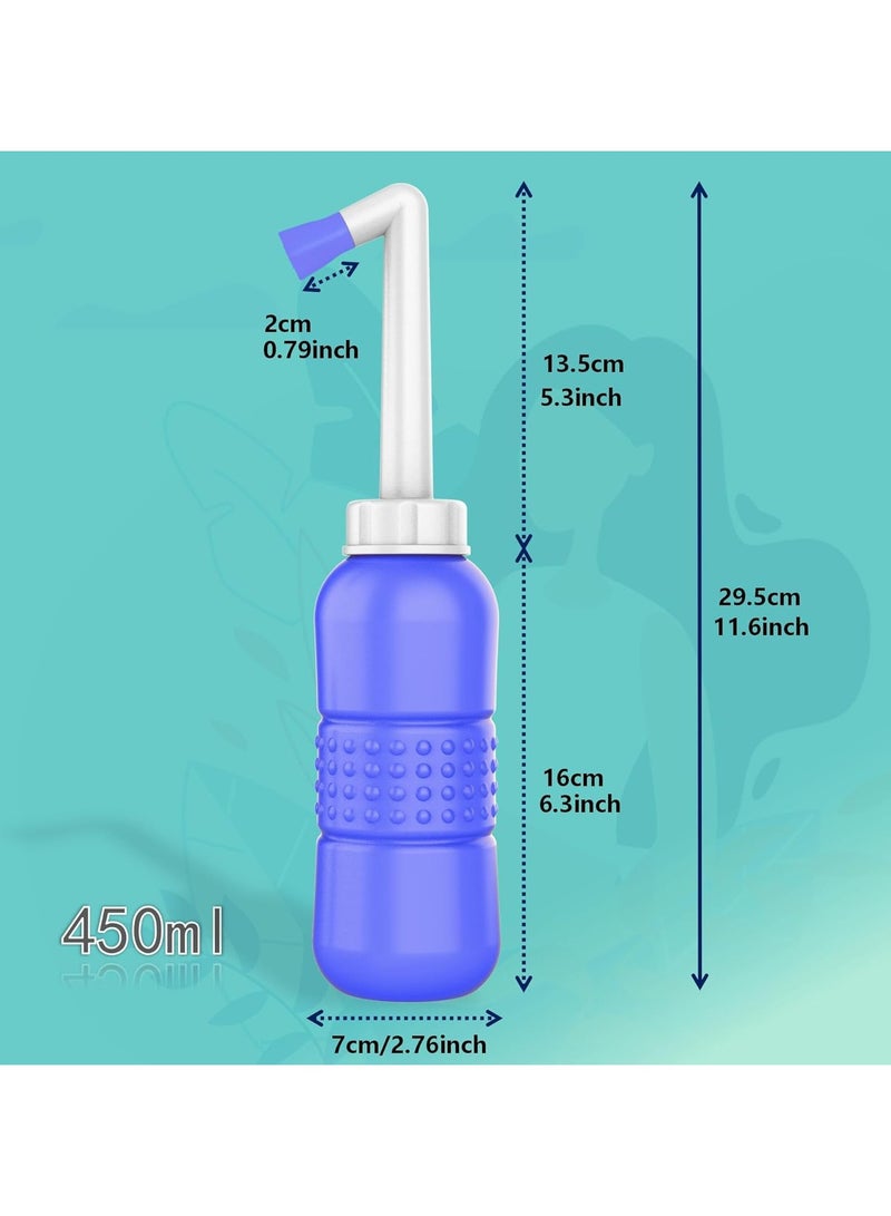 2 in 1 Portable Bidet, 450ml Travel 15oz Handheld Personal Empty Bottle, Childbirth Cleaner for Women,Men,Baby,Personal Hygiene Outdoor,Camping,Travling,with waterproof storage bag(Blue)  - Image 2
