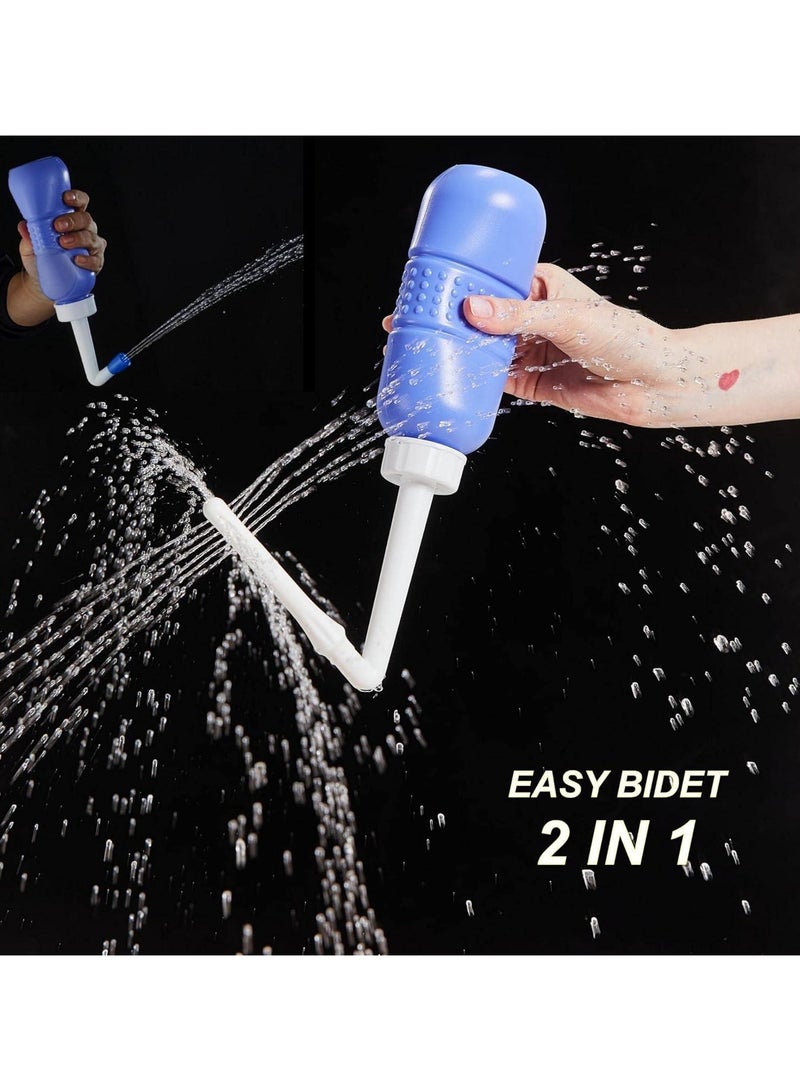 2 in 1 Portable Bidet, 450ml Travel 15oz Handheld Personal Empty Bottle, Childbirth Cleaner for Women,Men,Baby,Personal Hygiene Outdoor,Camping,Travling,with waterproof storage bag(Blue)  - Image 3