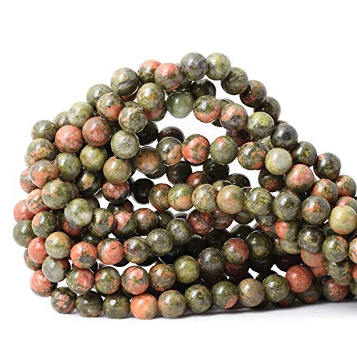 CHEAVIAN 45PCS 8mm Natural Unakite Gemstone Round Loose Beads for Jewelry Making DIY Handmade 1 Strand 15" - Image 1