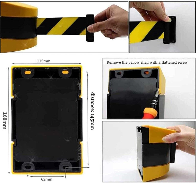 Retractable Door Barrier Queue Barrier Belt, Wall Mount Retractable Belt Barrier, Retractable Belt Barrier with Abs Case Retractable for Party Supplies(2m) - Image 3