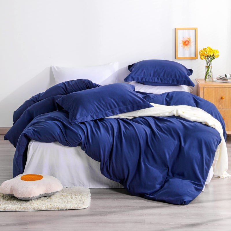 NTBAY NTBAY Twin Duvet Cover Set 1 Duvet Cover and 1 Pillow Sham Soft Brushed Microfiber Comforter Cover for Kids with Zipper Closure Navy Blue 